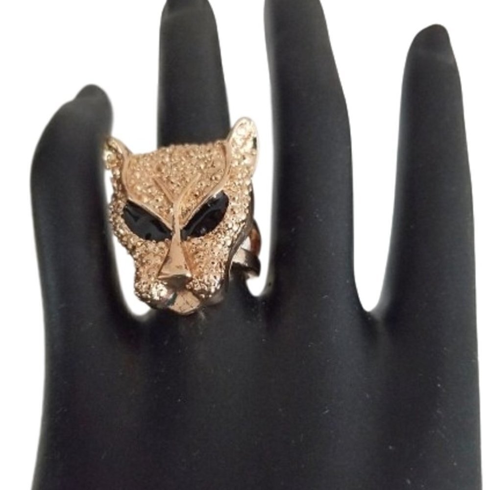 Lion Panther Cat Gold Tone Ring Size 6 Unisex New